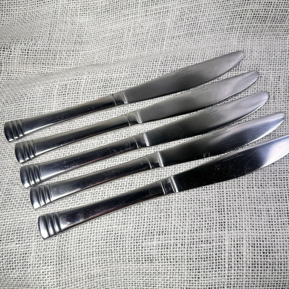 Cambridge Axis Stainless Knives‎ Set Of 5 Triple Band Pattern Flatware China